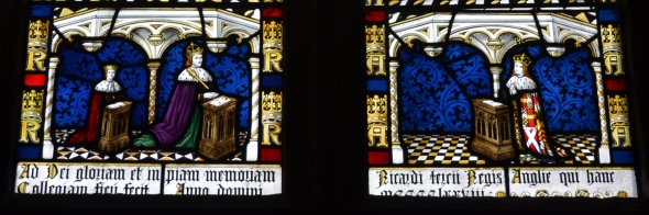 Richard, Anne and their son Edward depicted in a window at the Church of Saints Mary and Alkelda, Middleham