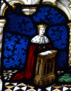 Edward depicted in a window at the Church of Saints Mary and Alkelda, Middleham